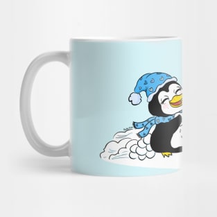 Penguin couple in snow Mug